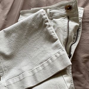 LOFT high waist slim wide leg jean in cream